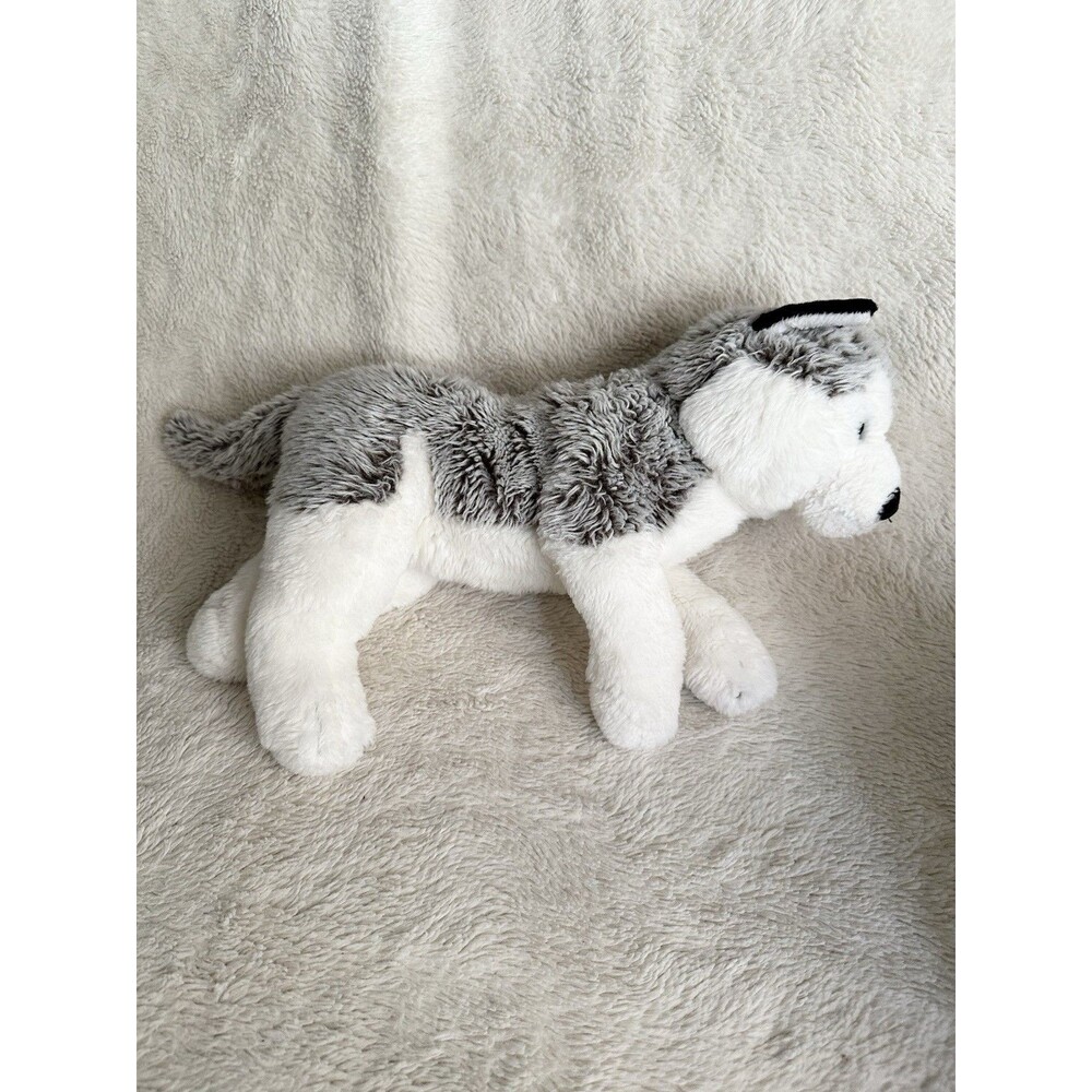 Toys R Us Gray White Wolf Husky Puppy Dog 14" Floppy Stuffed Animal
